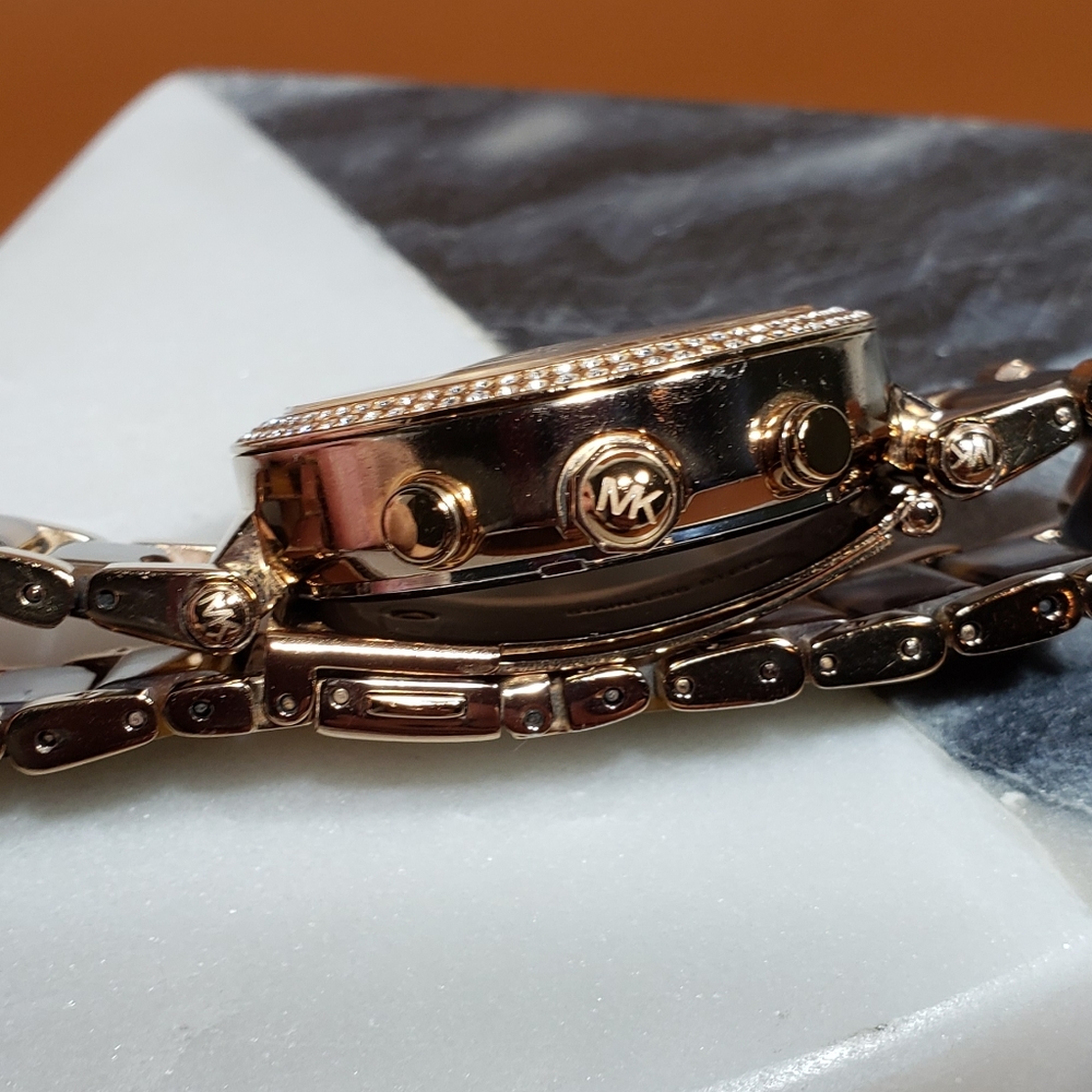 Michael Kors fashion watch, rose gold/ Tortoise Acetate. - Picture 4 of 11